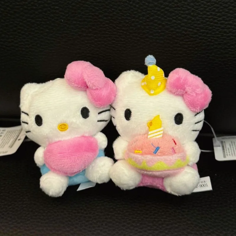 

New Sanrio Hello Kitty Limited Series Birthday Cake Plush Toy Keychain Sweet Heart Bag Charm Stuffed Kitten Kawaii Girly Gifts