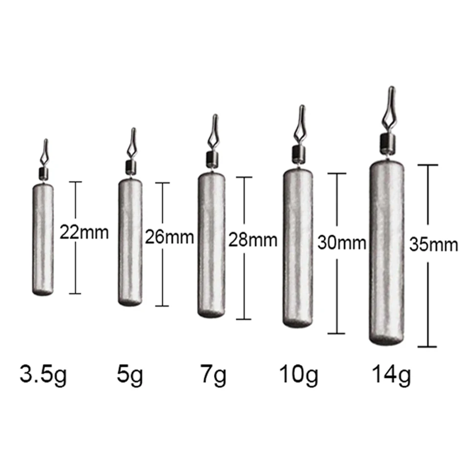 5Pcs Bar Shape Drop Shot Fishing Sinkers 3.5g 5g 7g 10g 14g 20g Bullet Pike Fishing Accessories For Bass Fishing Tackle