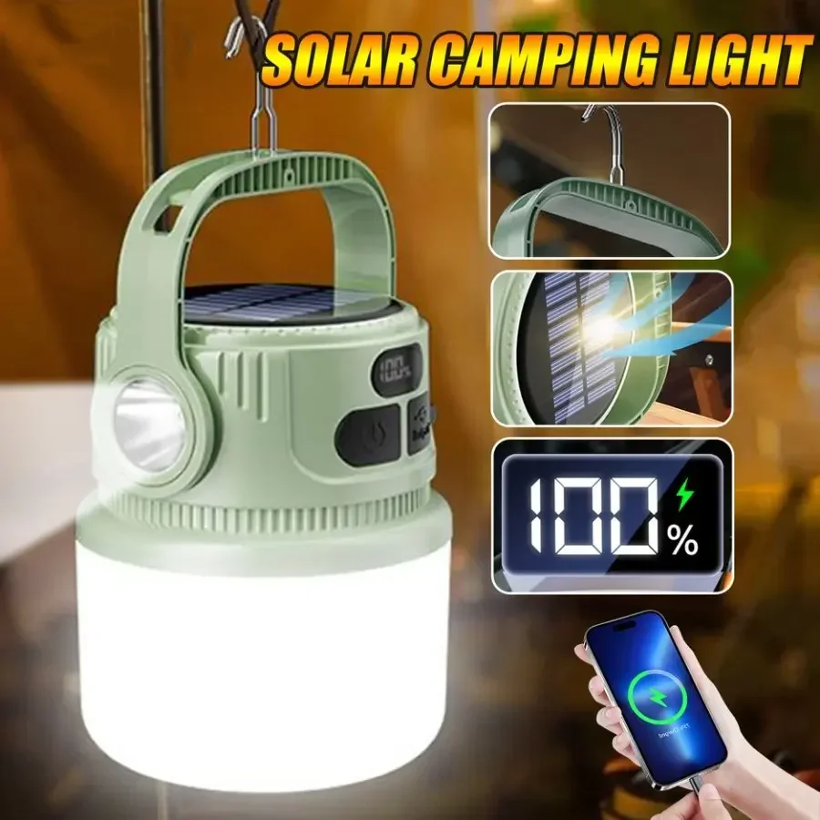 

LED Solar Bulb Lamp Rechargeable Portable Lantern Waterproof Outdoor Night Market Camping BBQ Tent Outage Hanging Emergency Lamp