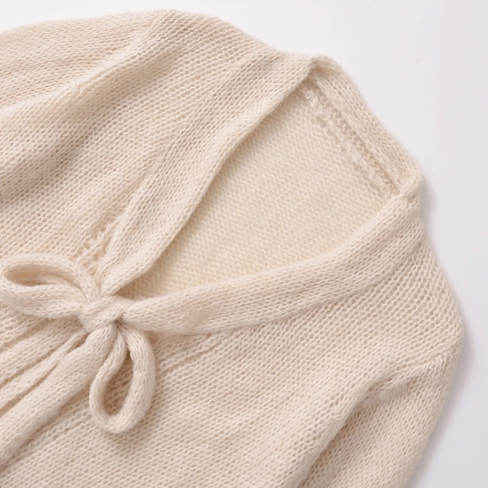 Jaet lavorato a maglia a strati Faionable con Sves decorativi JNLEAOG Cappotto lungo di media lunghezza V-Ne in fibra di poliestere da donna