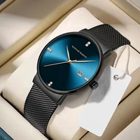 Reloj con movimiento de cuarzo Original japonés, diamantes de imitación de lujo, 40mm, azul, negro, estilo de negocios, relojes informales de acero inoxidable a la moda