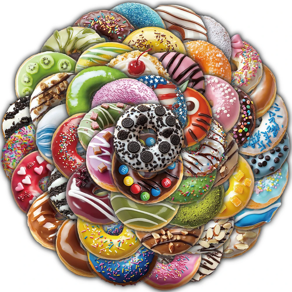 50 Uds pegatina de Donut estética equipaje teléfono Casual personalizar arte decorativo de café decoración de pared estética pegatina para ordenador portátil