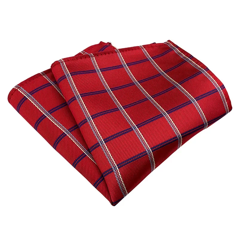 25*25cm Classic Fashion Striped Plaid Polyester Pocket Square for Man Groom Casual Wedding Business Suit Handkerchief Gifts