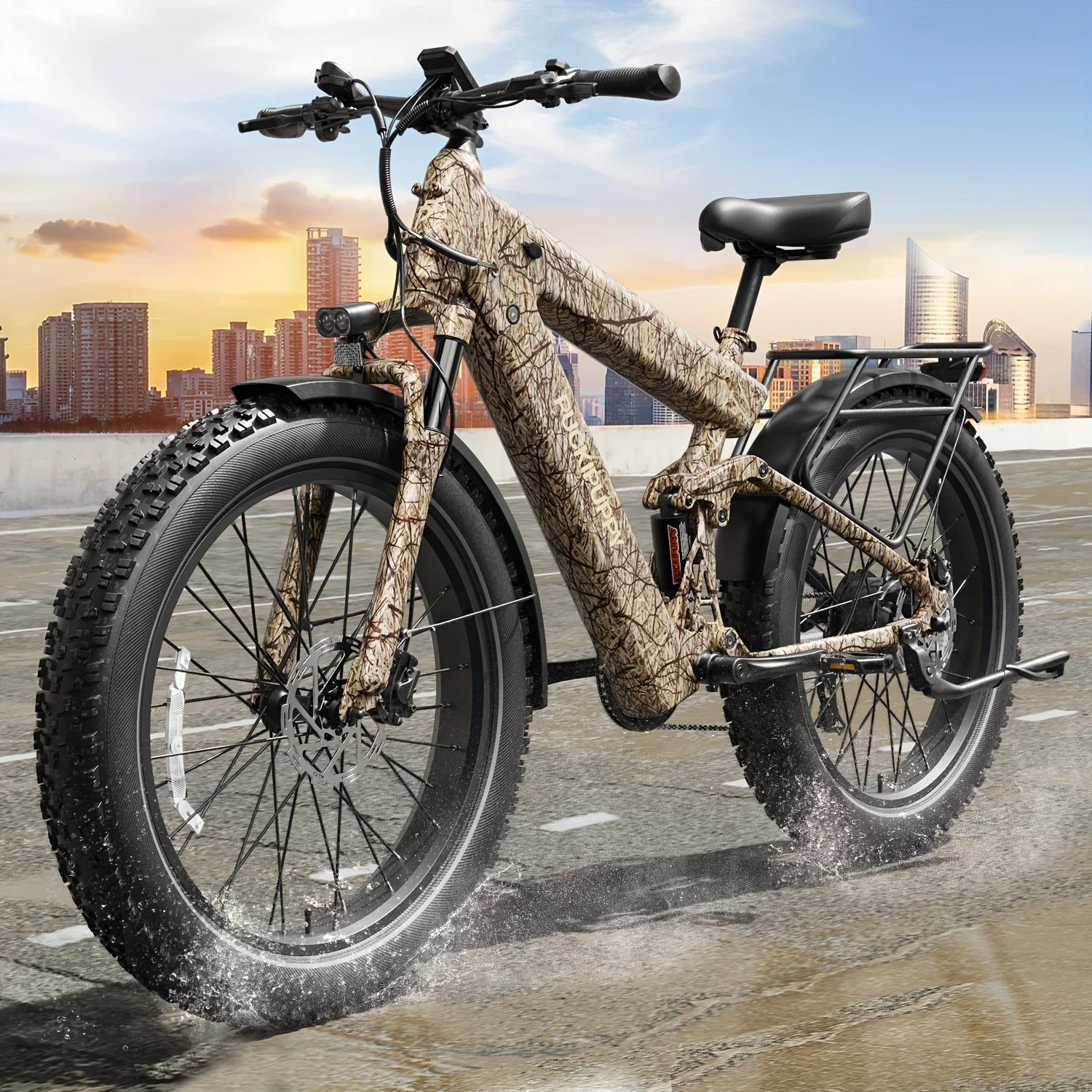 

Adult Electric Bicycle with a Powerful Rear Brushless Motor, 48V 30AH Dual Battery System, Capable of Traveling 130 Miles, Full