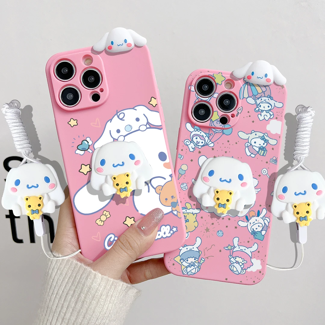 For Xiaomi Redmi 10 10A 12 13 10C 12C 13C Note 8 9 9s 10 11 12 13 Pro Many Cinnamoroll Case With Holder Rope