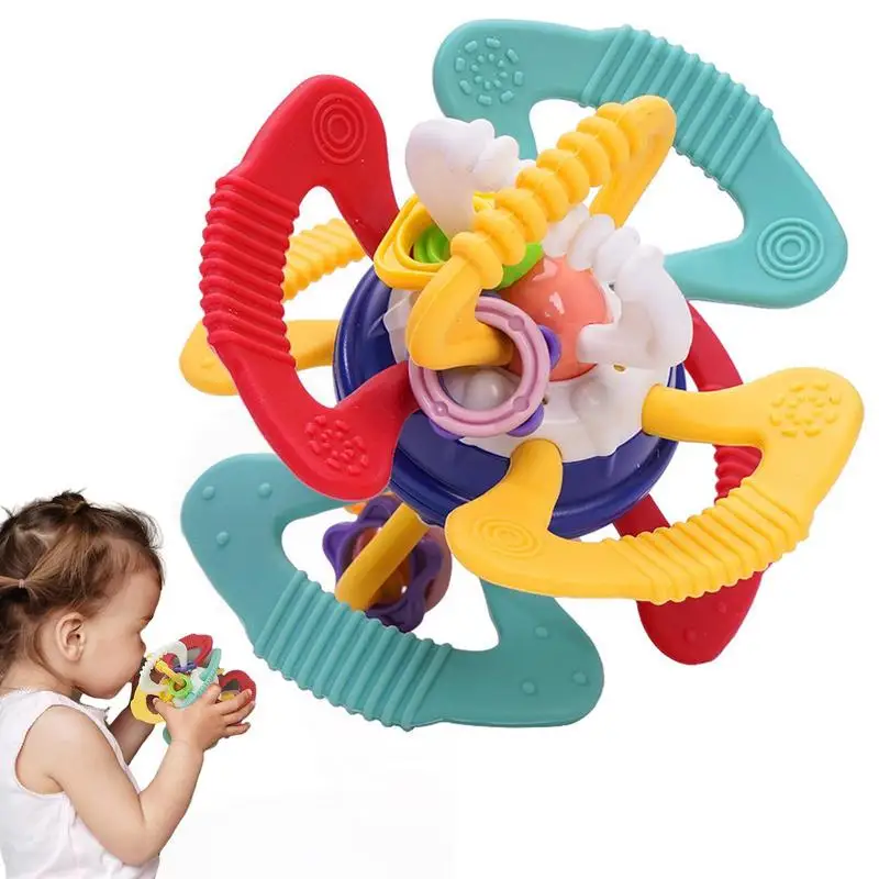Boule de dentition sensorielle pour enfants, jouets de dentition à poignée multi-texturée, accessoires de développement d'apprentissage à croquer