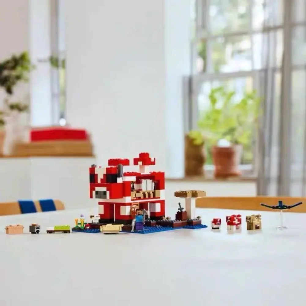 GSF 500Pcs Moo 버섯 집 건물 모델 DIY 내 미니 세계 게임 시리즈 빌딩 블록 세트, 어린이 크리스마스 장난감 선물
