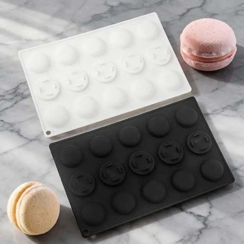 【CC】15 Cavity Macaron Silicone Mold Chocolate Biscuit French Pastry Baking Mold Aromatherapy Candle Squishy Making Mold