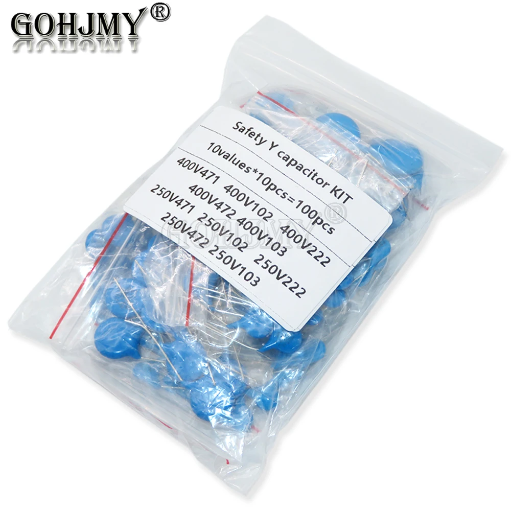 DIY KIT 100PCS/Set Safety Capacitor KIT 400VAC 250VAC 471M 102M 222M 472M 103M 10Values Each 10PCS