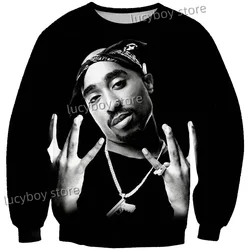 Rapper Rock Zanger Tupac 3d Print Sweatshirt Lange Mouw Tops Oversize O-hals Trui Casual Mannelijke Sweatshirt Jeugd Sweatshirt