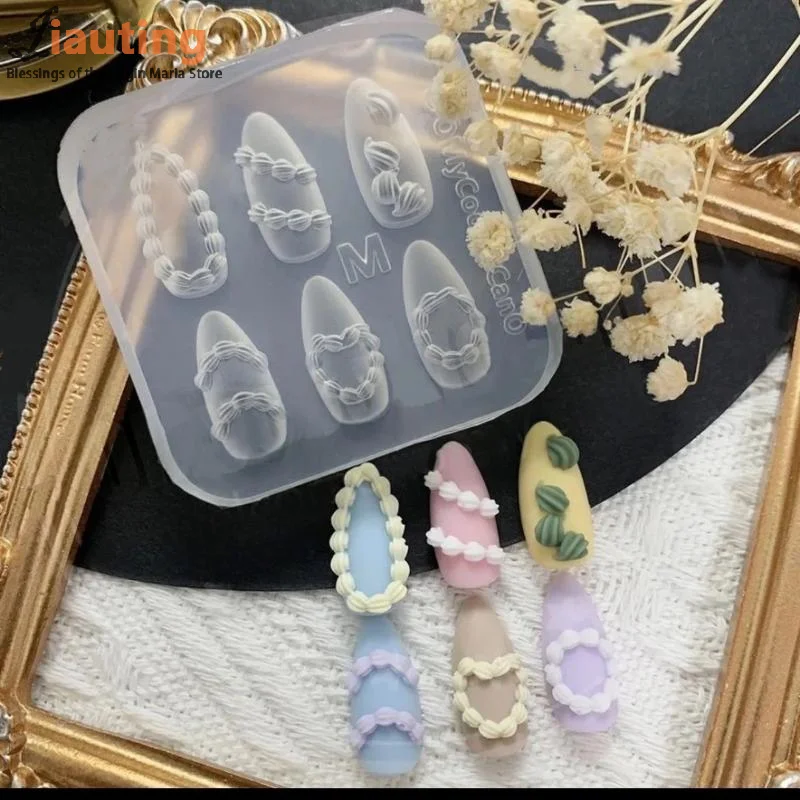 1 قطعة كريم القوس الدب ثلاثية الأبعاد سيليكون قالب الأظافر لتقوم بها بنفسك مسمار الفن الديكور زهرة شفافة مسمار قالب مانيكير تصميم أداة