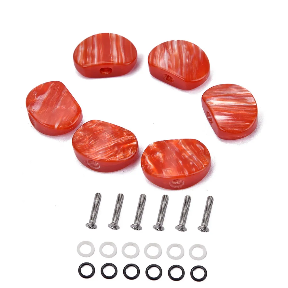 6Pcs Vintage Guitar Tuning Pegs Replacement Machine Heads Metal Acrylic Buttons for Classical Acoustic Guitars Ferrules Screws