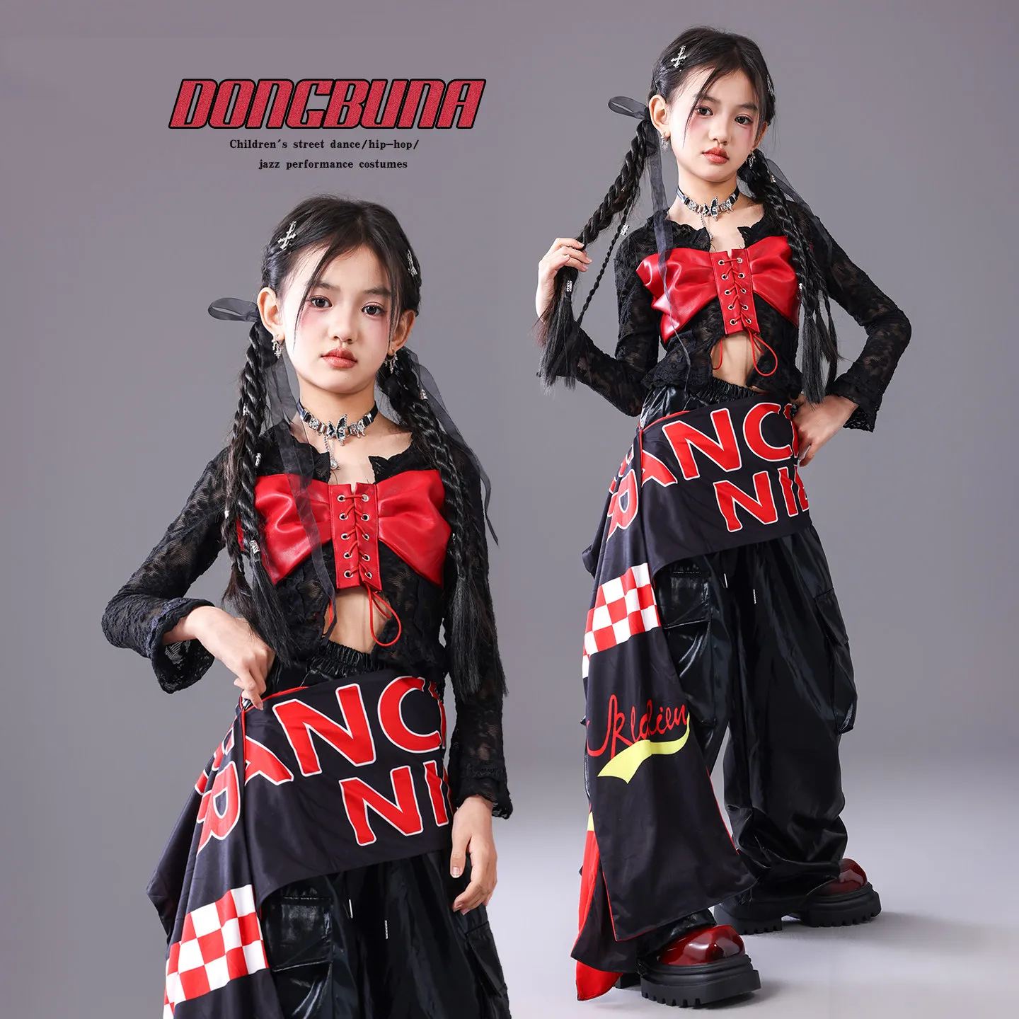 

Fashion Performance Suit Girls Jazz Dance Clothing Kids Hip Hop Dance Costume Street Wear Children Stage Catwalk Outfit XS10920