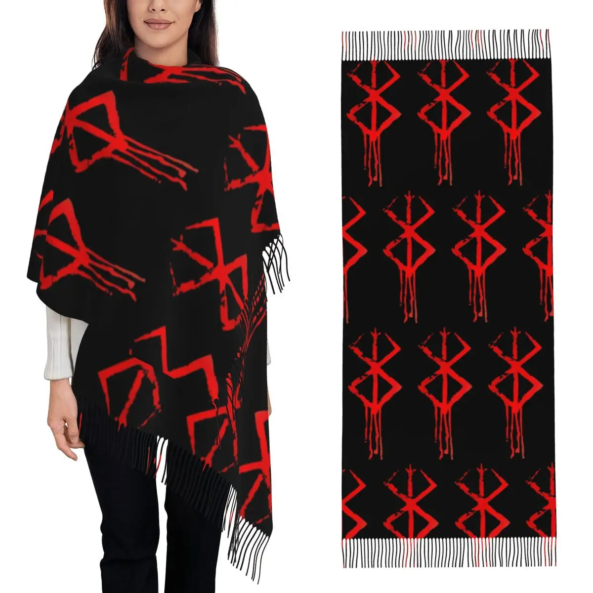 

Anime Berserk Scarf Tassel Scarves Women Soft Warm Shawls and Wraps Large Fall Winter Shawl Wrap