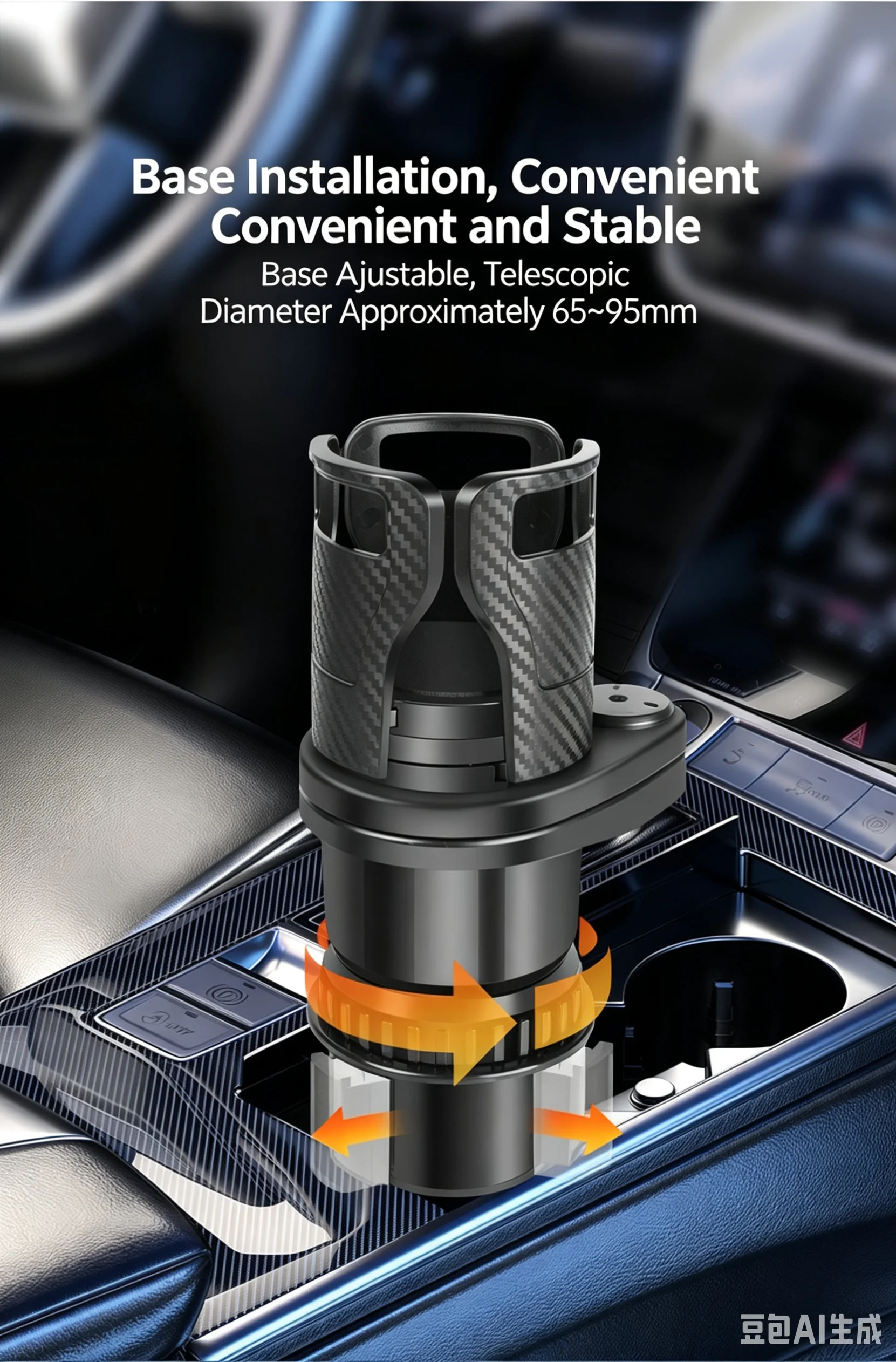 360 ° Drehbarer Multifunktionaler Auto-Getränkehalter, Faltbarer 2-in-1 Getränkehalter – Detail 7