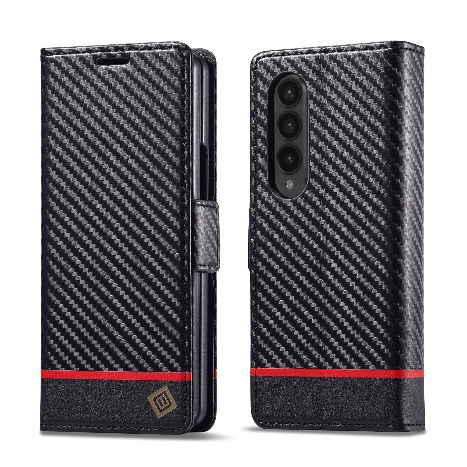 Applicable to Samsung Z Fold8 phone case, 6 cover Fold4 card-inserting wallet case, Fold5 carbon fiber texture protection cover