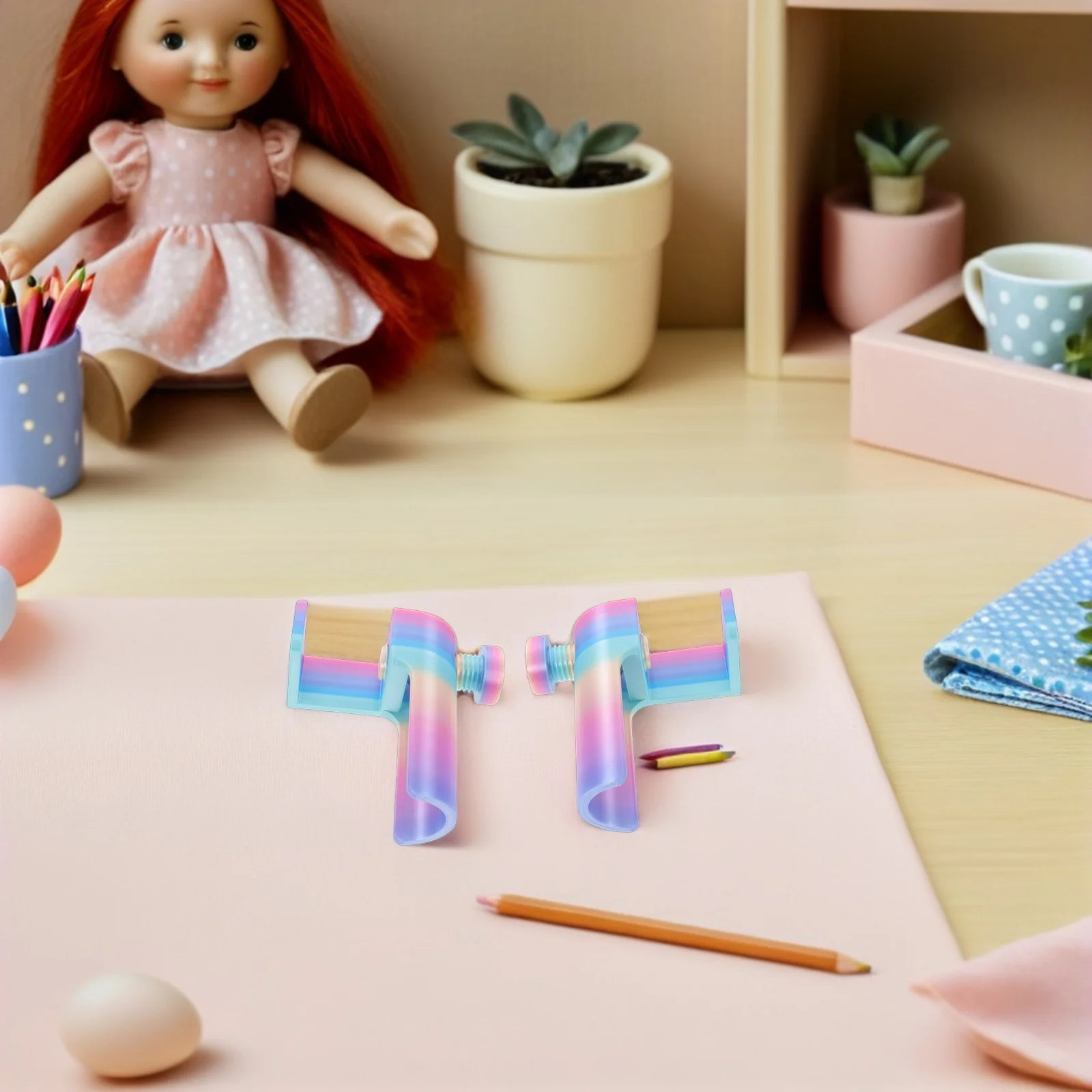 1 Set Diamond Clamp Canvas Roller Holder For Painting Storage Rack Adjustable Roll Management Clip Sturdy Plastic