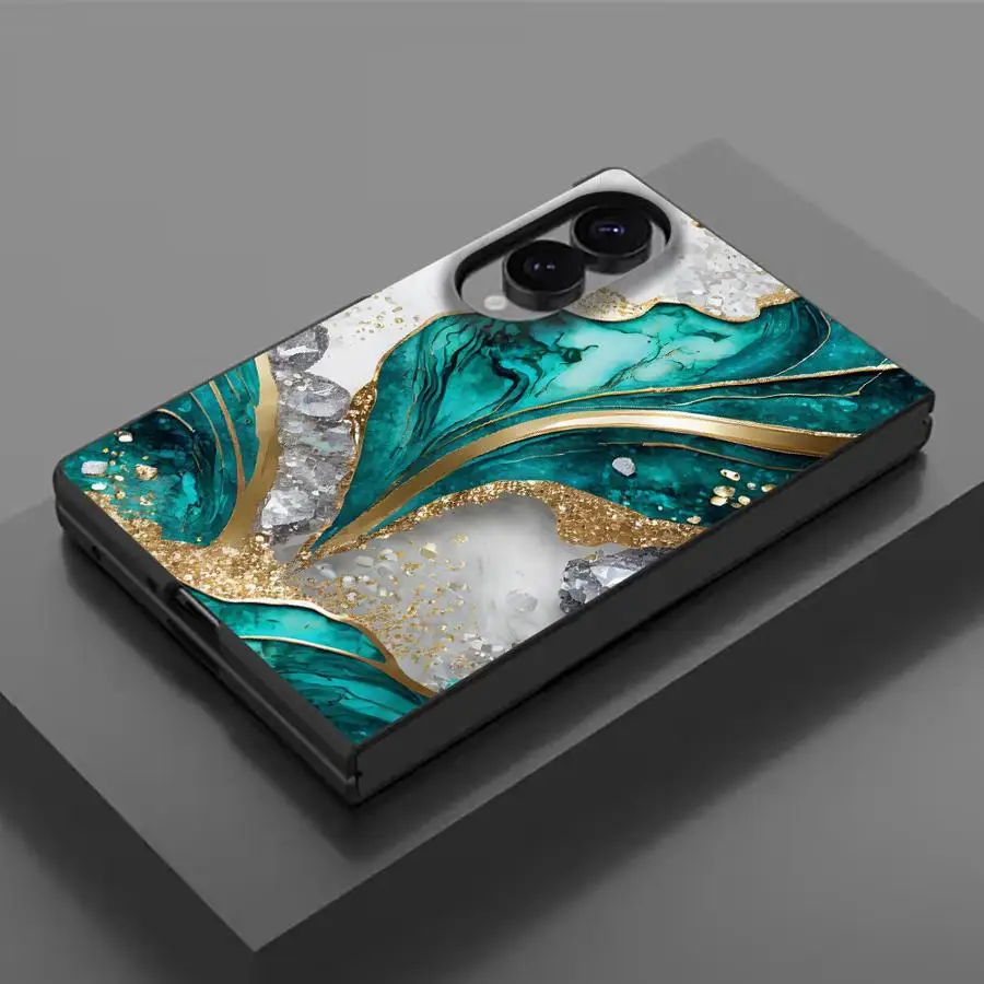 Fashionable Marble Flowers Luxury Phone Cover Case for Samsung Galaxy Z Fold 8 ZFold8 ZFold Wide Z Fold8 Wide