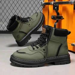 CYYTL Men Boots Casual Shoes Leather Outdoor Platform Walking Fashion Luxury Designer Work High Top Ankle Sneakers Cowboy Winter