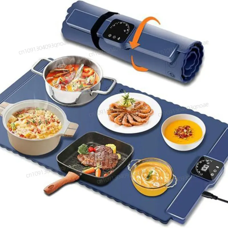 

Food Warming Mat Electric Warmer Tray Silicone with 5 Temperature Timming Settings and Child-Lock For Parties Buffet Kitchen Pad
