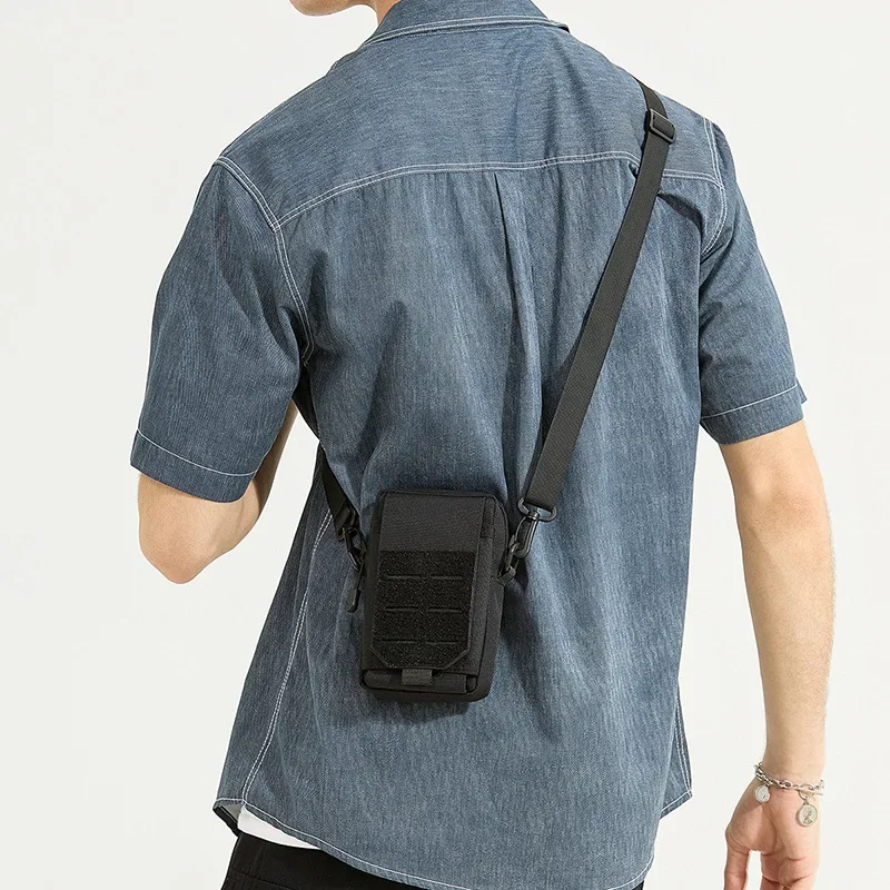 Men's Crossbody Casual Bag Fashion Trend Shoulder Phone Bag Waterproof Oxford Cloth Tactical Style Lightweight Portable Bag