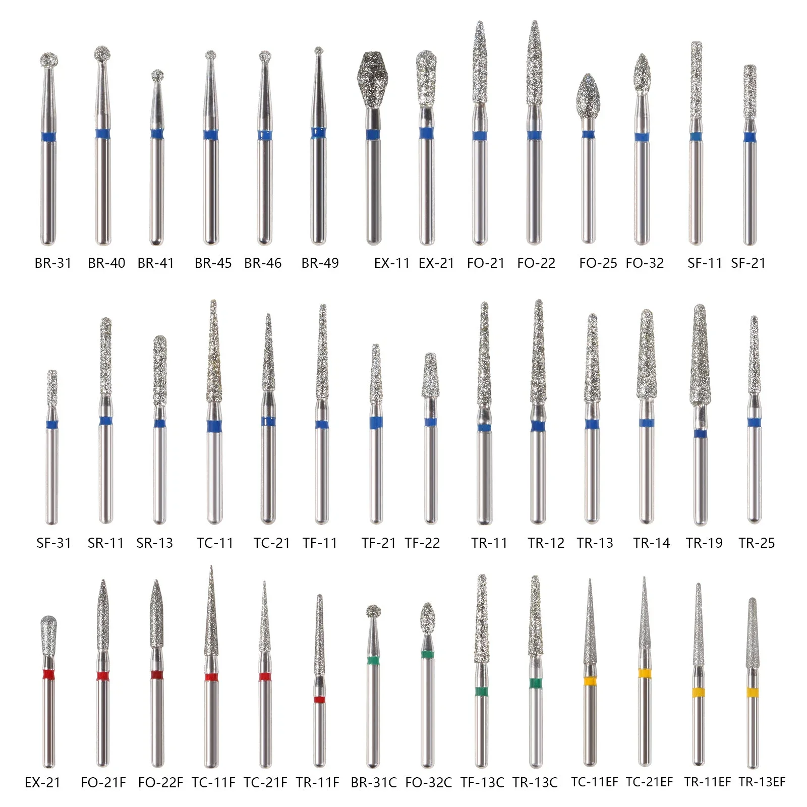 5Pcs/Box 42Types Dental Diamond Burs For High Speed Handpiece Friction Grip FG 1.6mm Bur