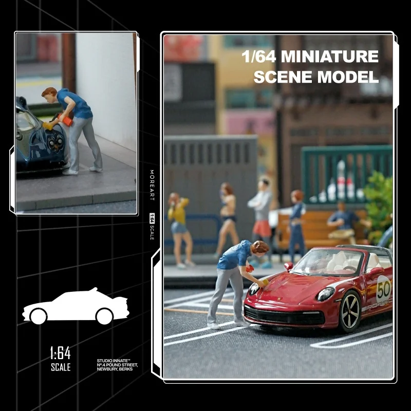 1/64 Diorama Figura in miniatura Modello di auto Garage Figurina Modello di visualizzazione City Street View Scena Display Prop Collezione di modelli regalo