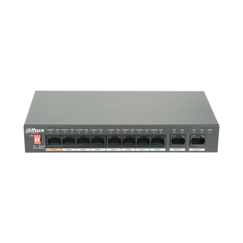 Dahua DH-S1500C-8ET2ET-DPWR 8-Port PoE Switch (Unmanaged), Support IEEE802.3af, IEEE802.3at standard, POE Network Switch