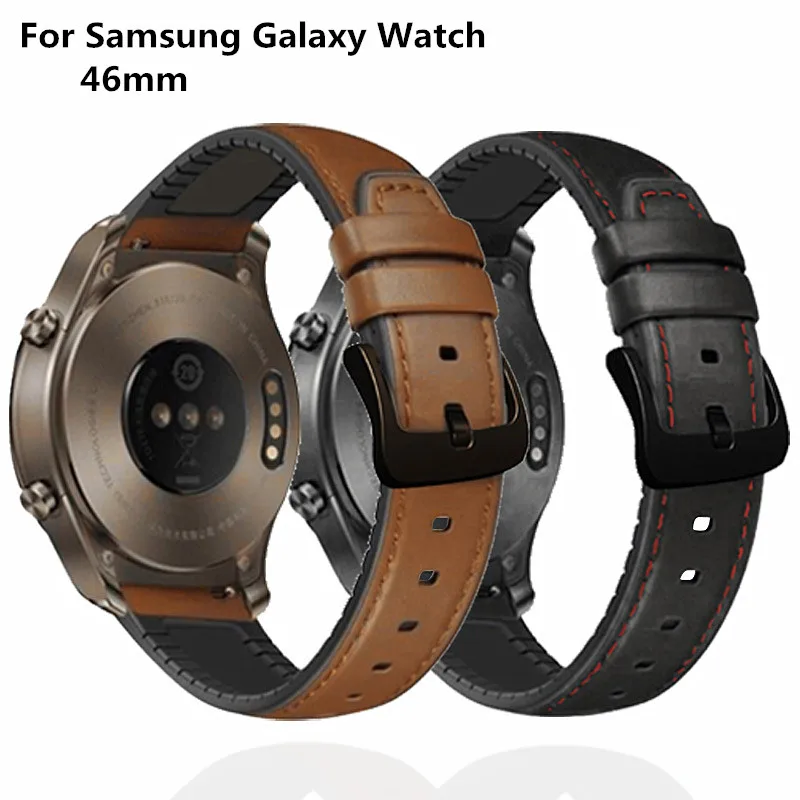 

Silicone Leather Watchbands for Men Watch 22mm Genuine Leather Vintage Wrist Watch Band Strap Belt For Samsung Galaxy Watch 46mm