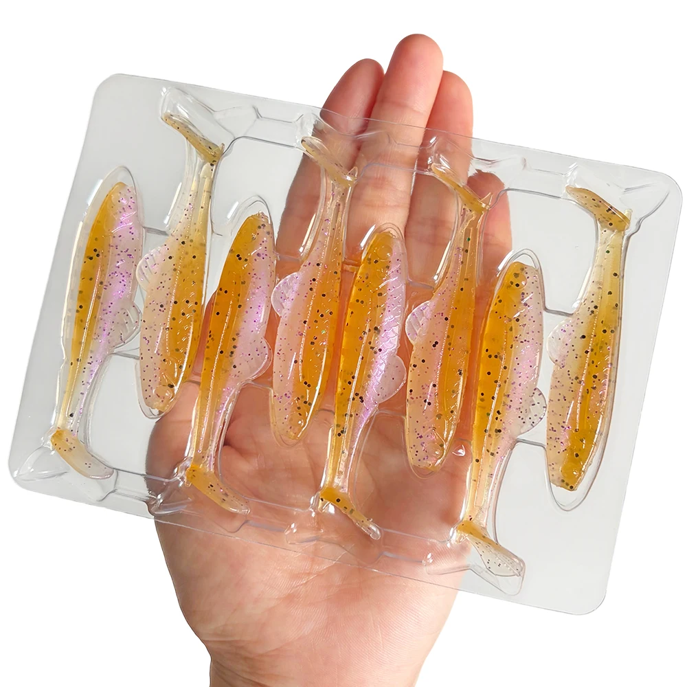 8 Stück Schwimmende T-Schwanz Weichköder 6,5cm 2,5g Glitzer Flexible Schwimmköder Künstliche Köder für Süßwasser Salzwasser Barsch Hecht – Detail 10