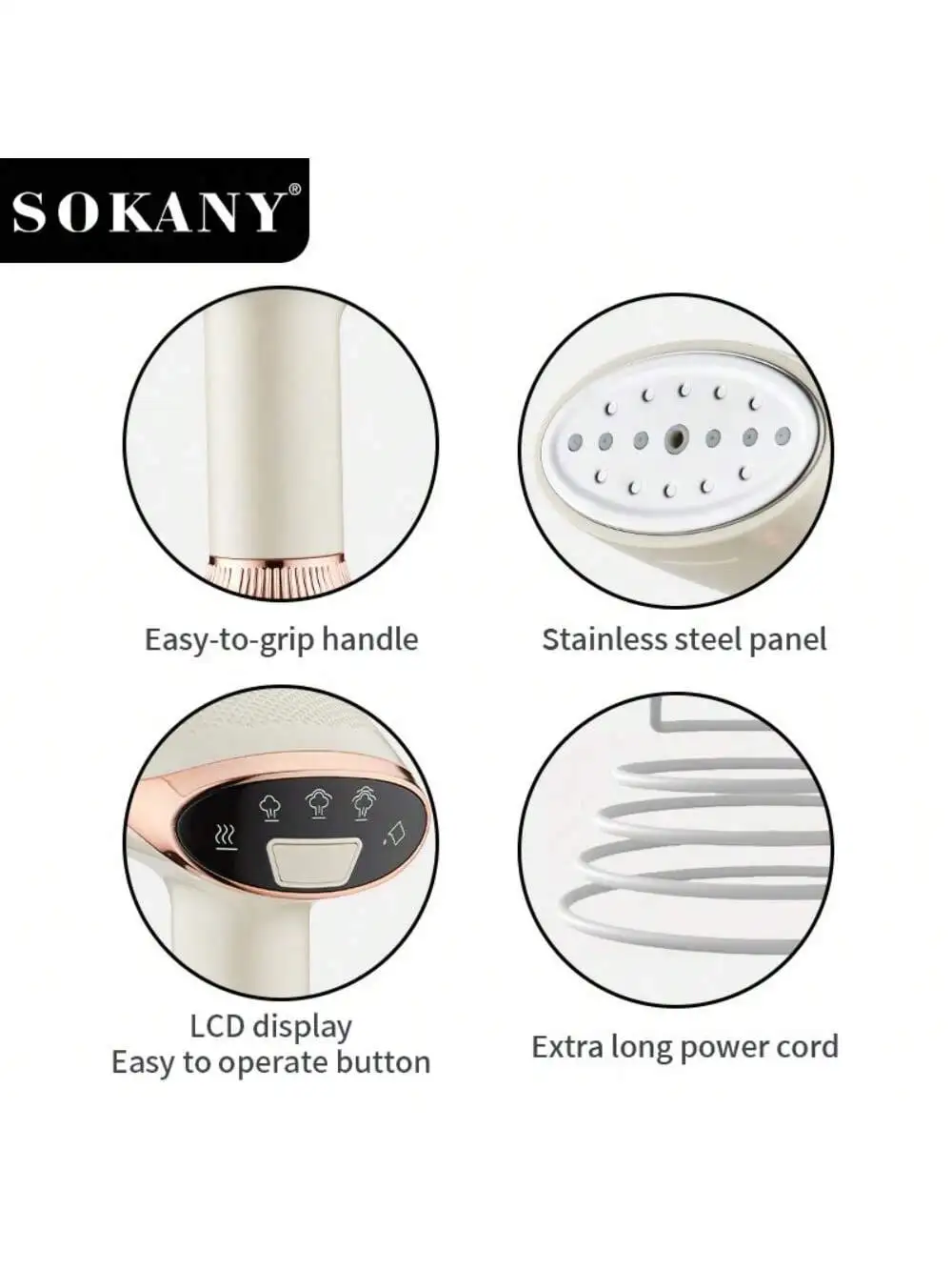 SOKANY12003 Home Multifunctional Ironing Brush, Steam Brush, Handheld Steamer, 1500W High Power, Rapid Heating image 4