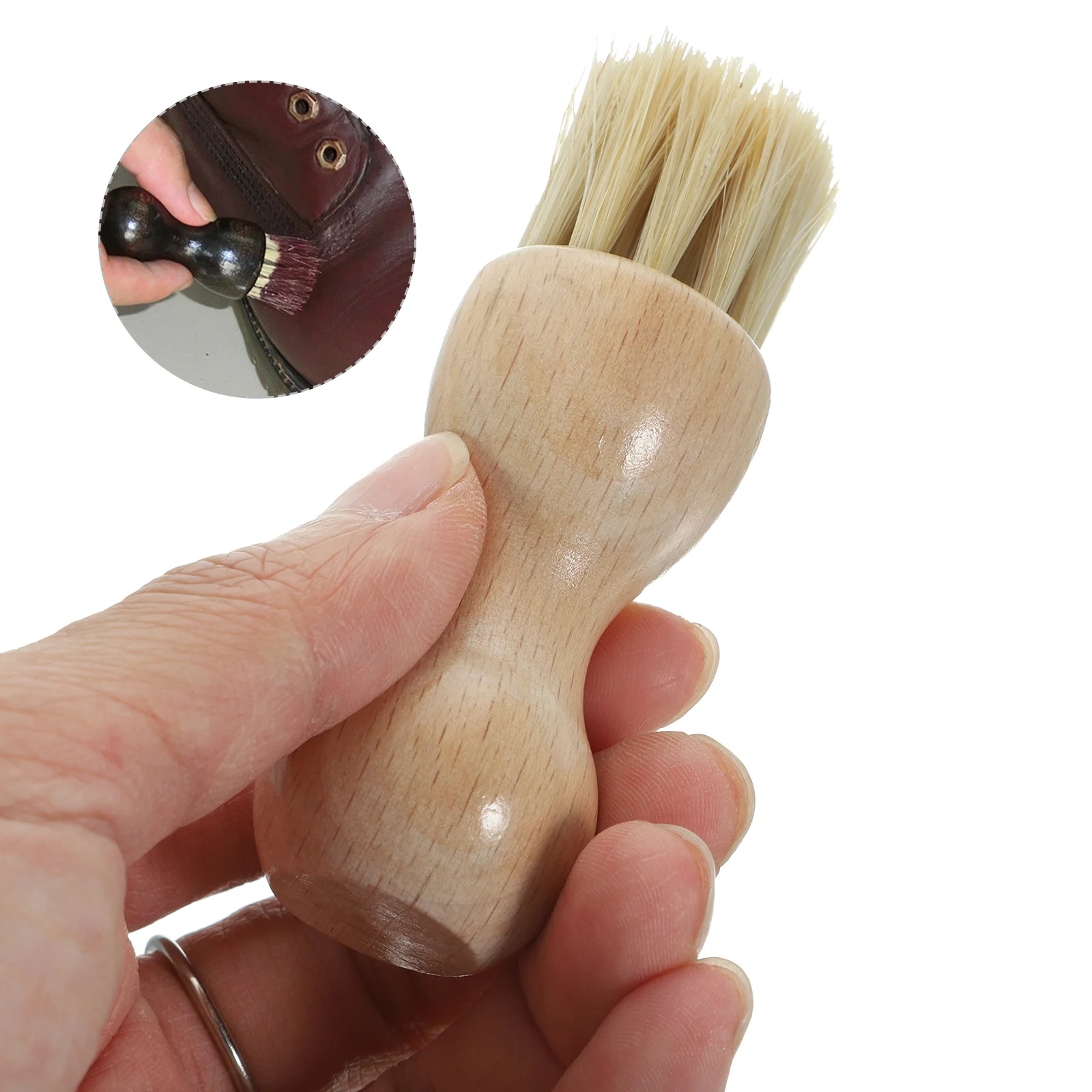 2 Pcs Wooden Handle Shoe Polish Brush Brushes Sneaker Pig Hair Sole Cleaner Suede