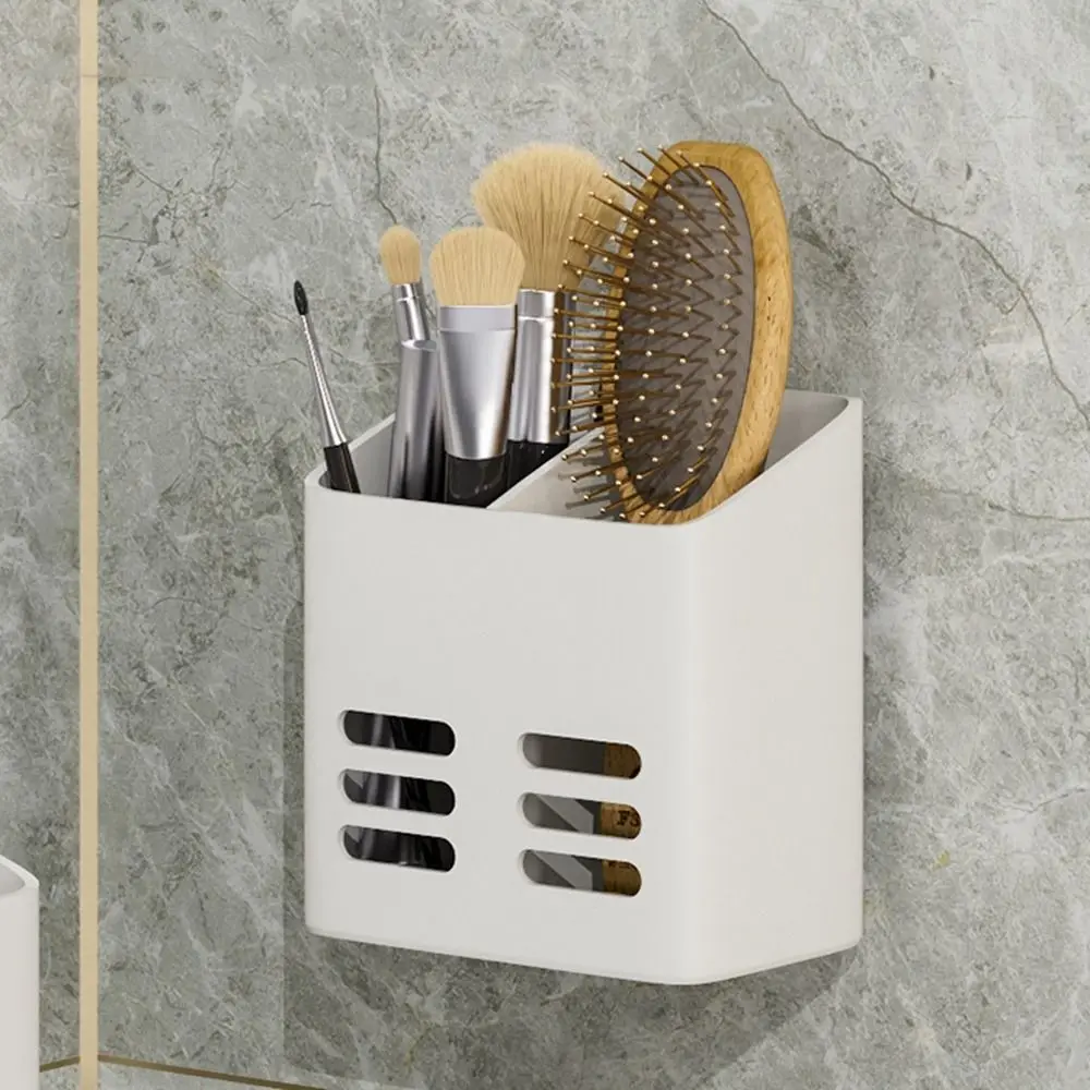 White/Grey Toothpaste Shelf Non-punch Wall-mounted Comb Storage Container Plastic Large Capacity Toothbrush Toothpaste Holder