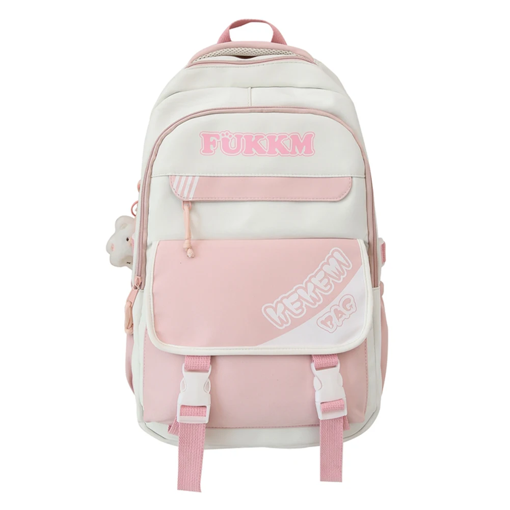 

Teenage Girls Backpack Large Capacity Middle School Students Bookbag with Pendant Outdoor Travel Backpack for Outdoor Sports