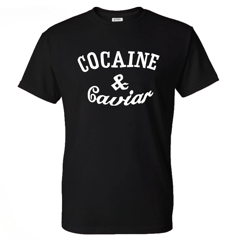 

New Arrival Fashion Cocaines & Caviar Letter Print T-shirt Men Sport Casual Streetwear High Quality Cotton Male Shirt Tees Tops