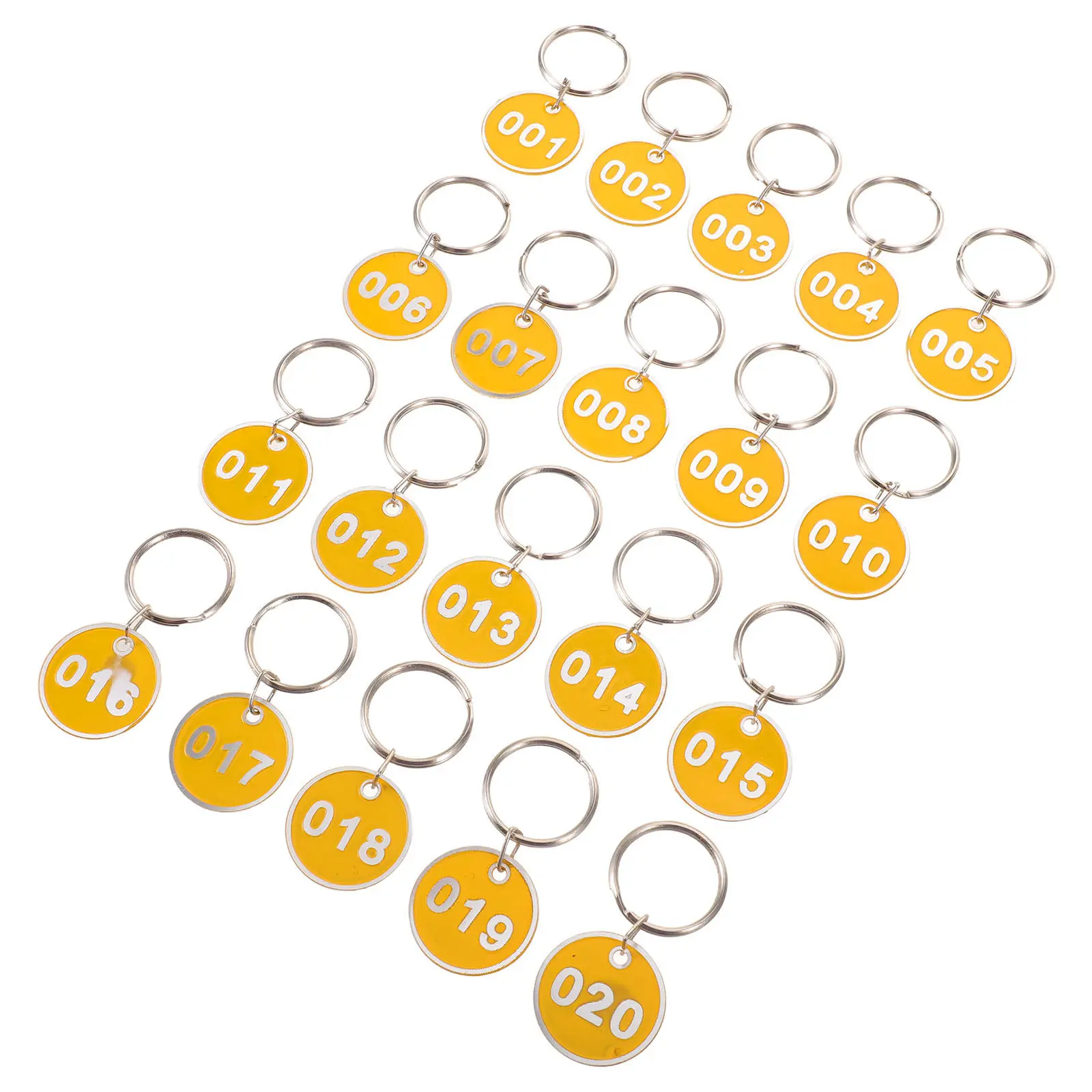 20Pcs Round Stainless Steel Number Tags Metal Rings Numbered Key Identifier Label for Home Office Garage Storage