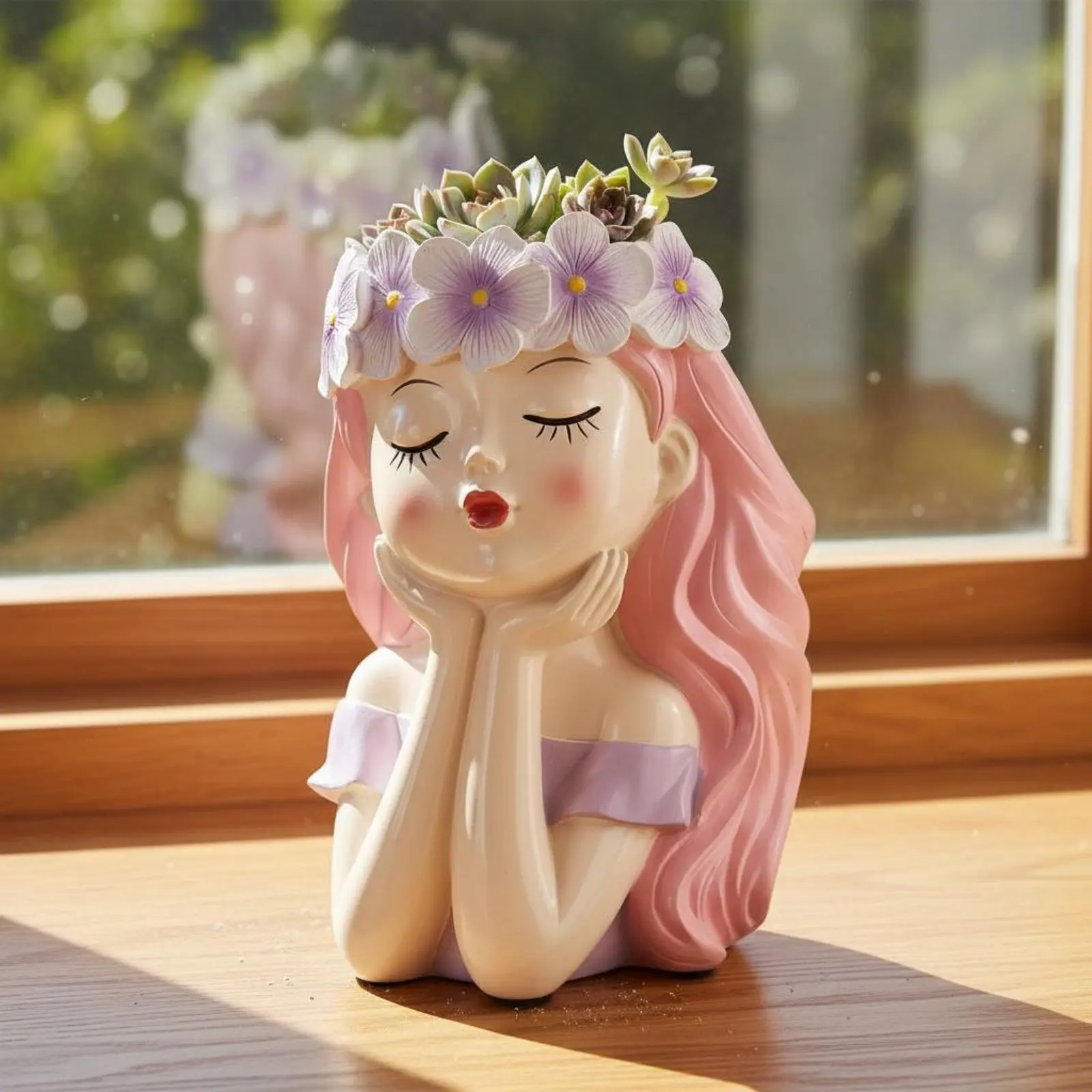 Fairy Plant Pot Creative Design Succulent Planter Figurine Girl Planter Statue Decorative Decor Item Cute for Balcony, Garden