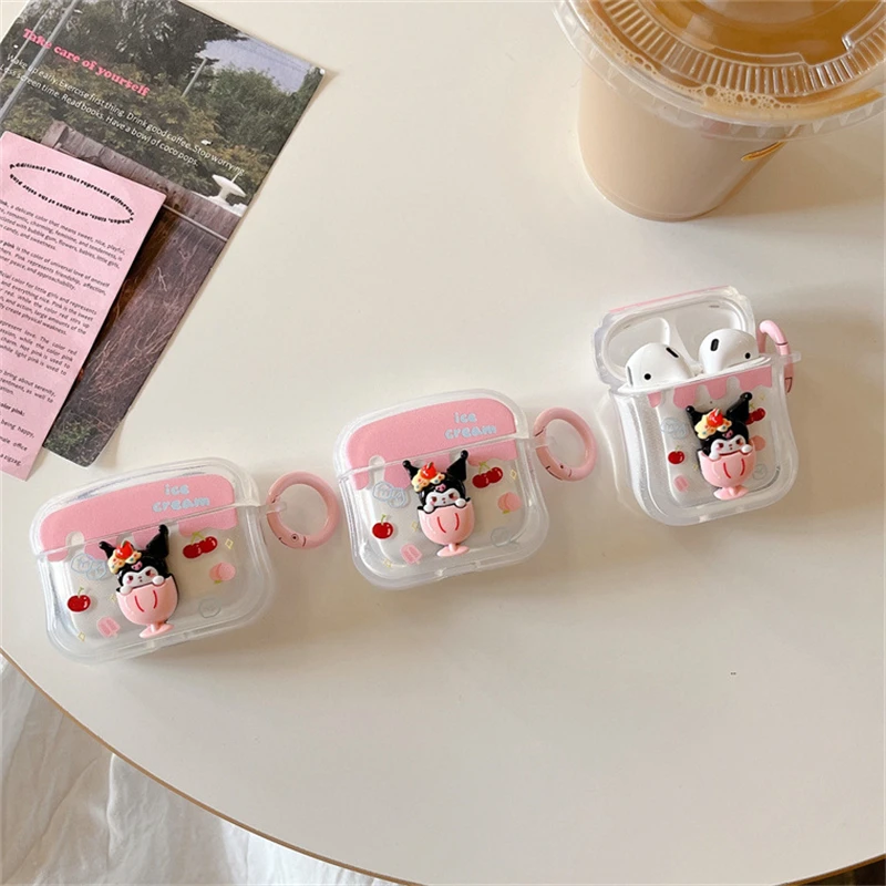 MINISO Cute Cartoon Kuromi Earphone Cover For Apple AirPods 1 2 3 Generation Airpods Pro/Pro2 Wireless Bluetooth Headphone Case