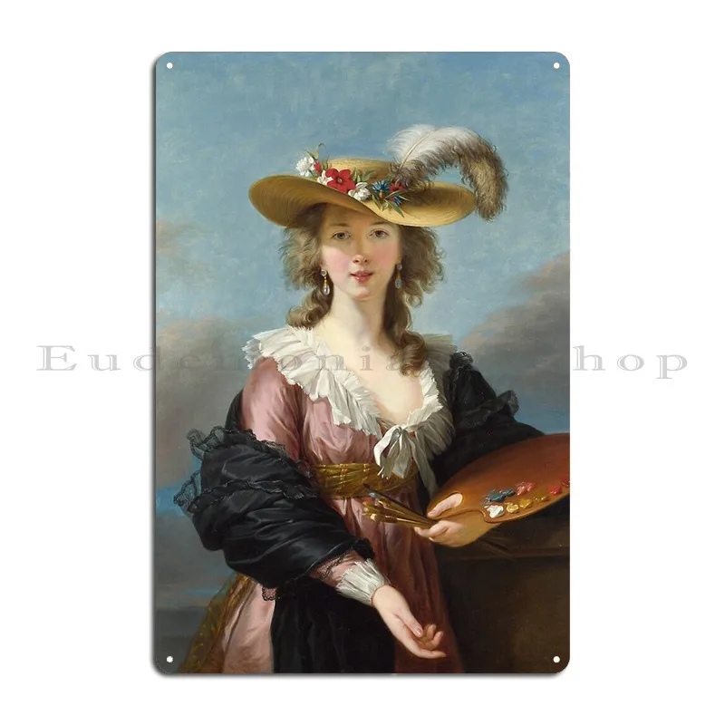 Self Portrait In A Straw Hat Elisabeth Louise Vigee Le Brun 1782 Metal Plaque Classic Garage Designing Cinema Tin Sign Poster