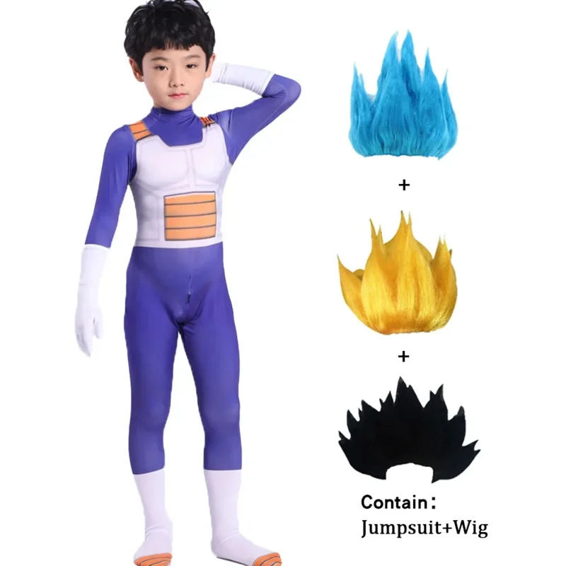 Halloween Adult Children Suits Son Goku Movie Baby Kids Vegeta-Boy Cosplay Costume Anime Superheroes Jumpsuits Black Hair