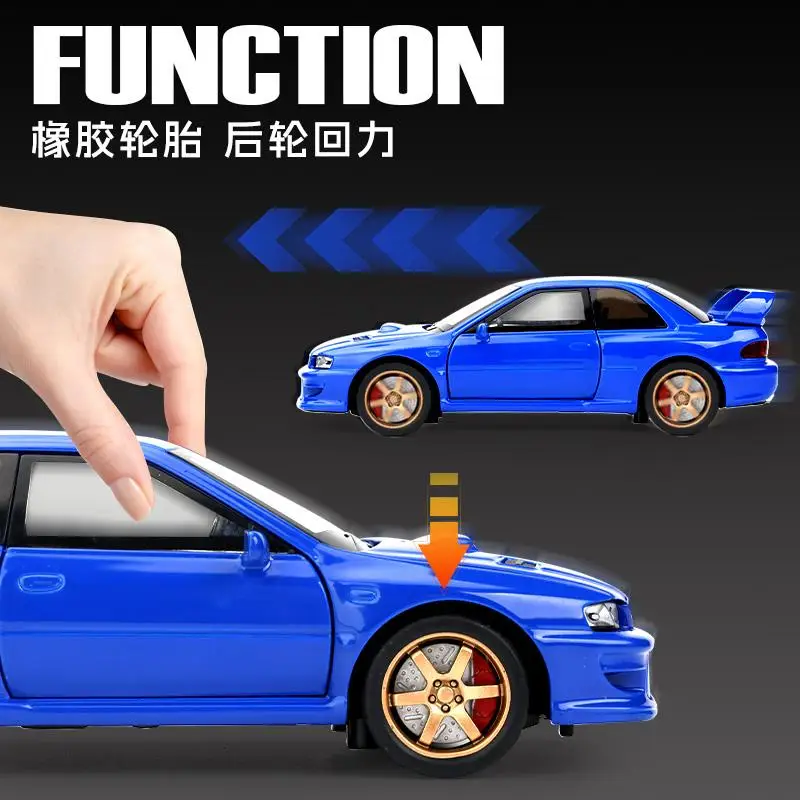 1:32 Impreza WRX STI Alloy Metal Diecast Model Car Sound And Light Pull Back Birthday Gift For kids