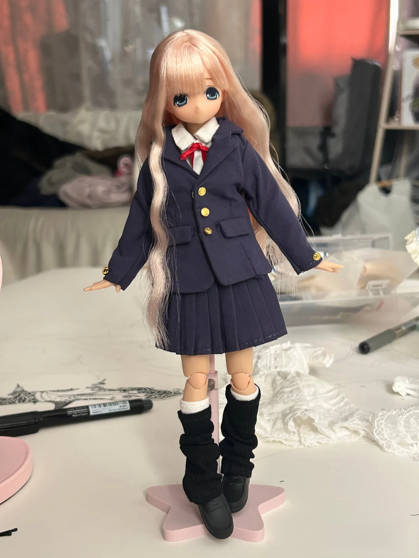 Blythe OB22 Doll Clothes Japanese School Uniform Formal Suit Shirt JK Pleated Skirt For 1/6 BJD OB24 Gift Birthday - view 4