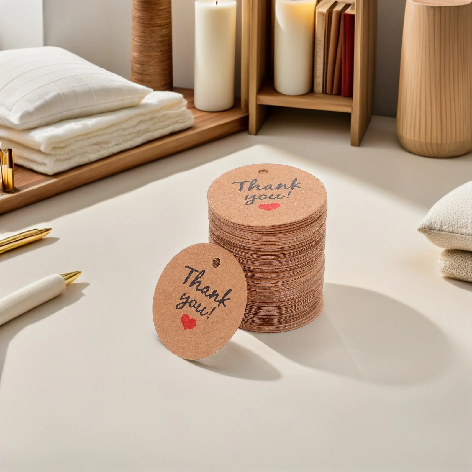 100 قطعة العلامات المعلقة كرافت ورقة ثقب دائري اليدوية خمر الزفاف لصالح تسميات ريفي شكرا لك علامات هدايا لحفلة عيد ميلاد #2