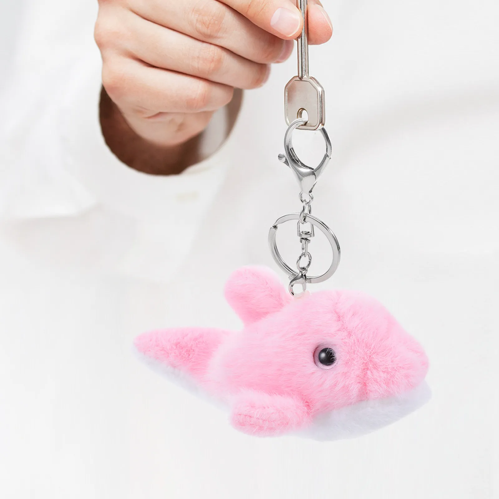 Cute Dolphin Keychain Animal Pendant for Purse Handbag Backpack Ocean Theme Decor Soft Stuffed Sea Creature Mini Accessory Gift