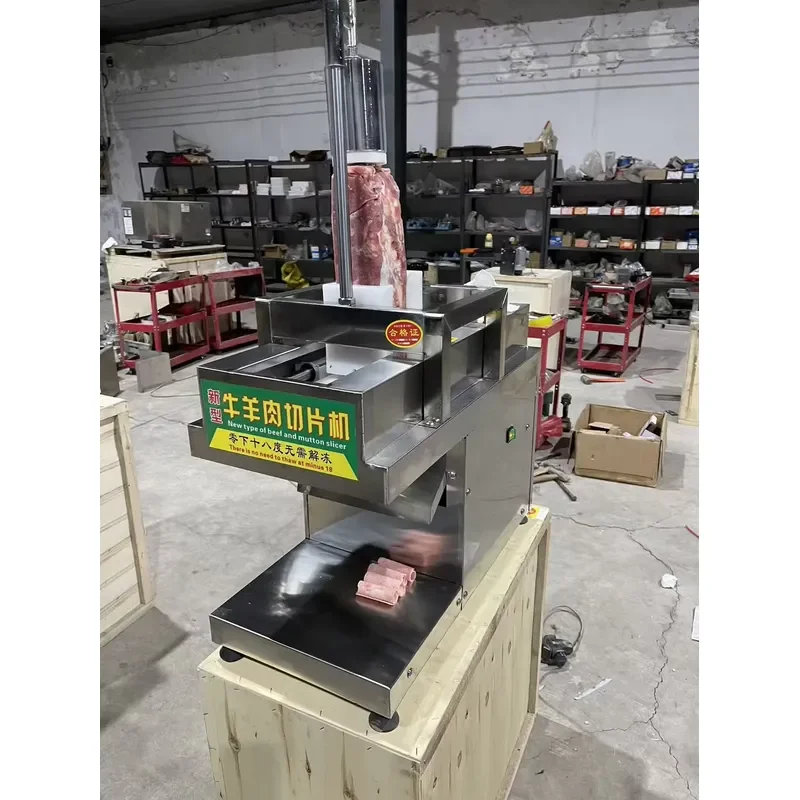 Automatic Frozen Meat Slicer Machine for Beef Mutton Roll with High-Speed Rotating Blade Commercial Cutter Adjustable