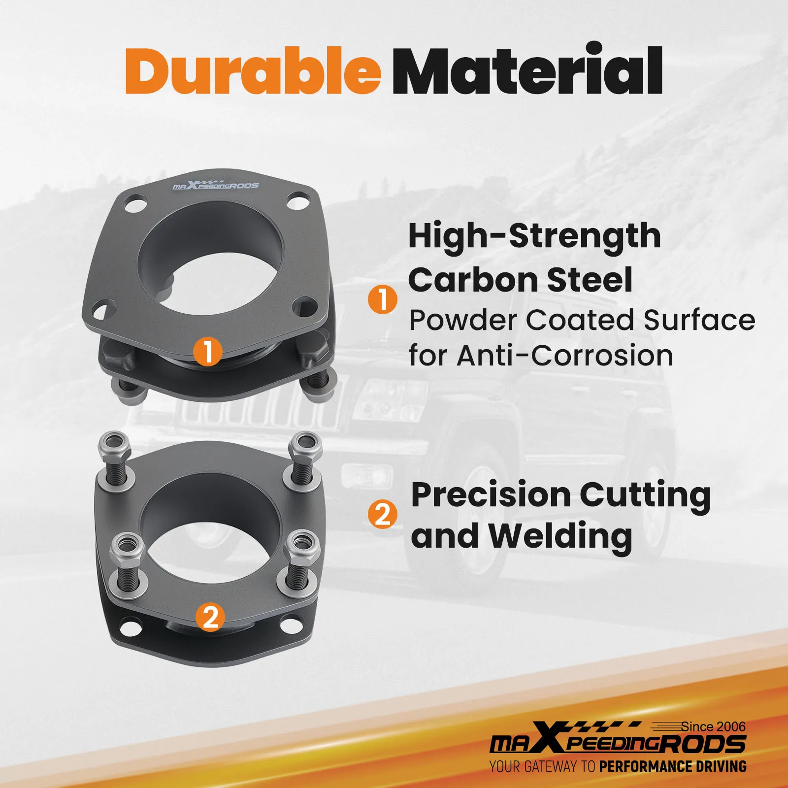 

Комплект для переднего выравнивания и подъема 2-2 дюйма, серебристый, для Jeep XK Commander 4X2 4X4 2006-2010, проставки для передних стоек 2 дюйма, подходят для Jeep