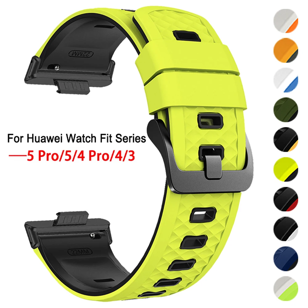 No Gaps Two-tone Soft Silicone Strap for Huawei Watch Fit 5/5Pro Sport Bracelet For Huawei Watch fit 3-4-4Pro Replacement Bands