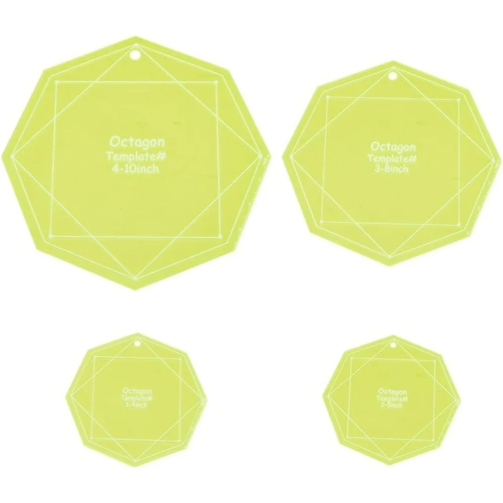 4Pcs Octagon Quilting Template Acylic Hand Sewing Template Green Sewing Patchwork Stencils Quilting Tools Quilting Rulers