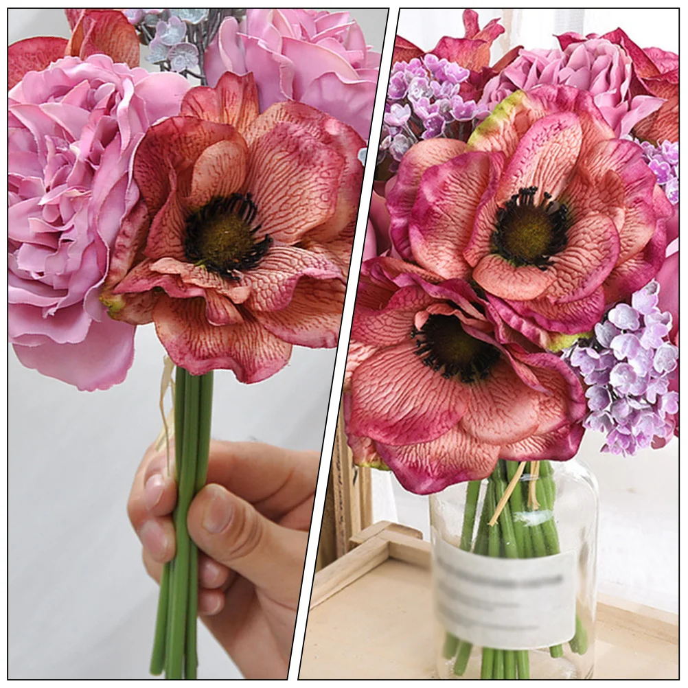 

Simulated Peony Flower Bouquet Artificial Silk Flower Decor for Home Office Wedding Party Table Fake Plants Ornament Realistic