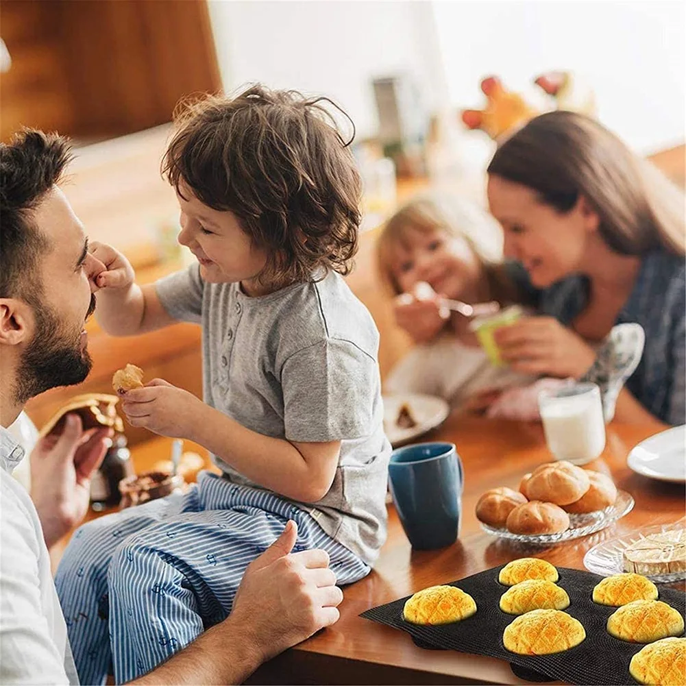 Moldes de cozimento perfurado antiaderente de silicone, 8 furos, Hambúrguer, Panelas de pão para cozimento, Pão, Pão